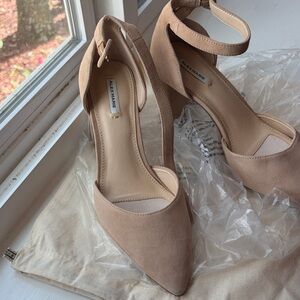 Alex Marie Women's Beige Ankle Strap Heels